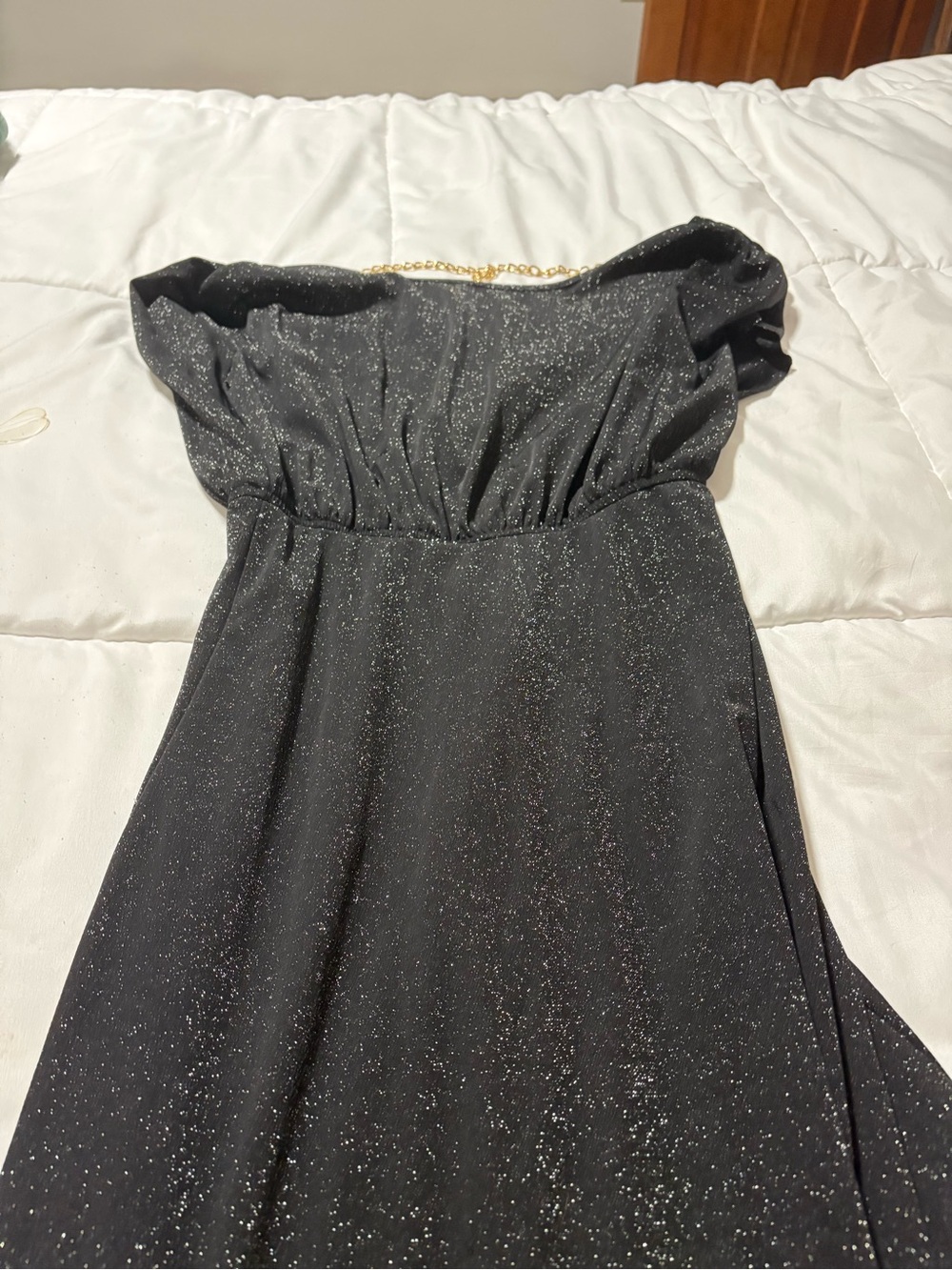 SHEIN Black Sparkle Strapless Evening Dress